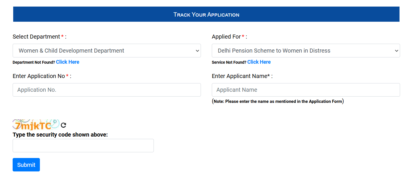 Widow Pension Delhi Status Check